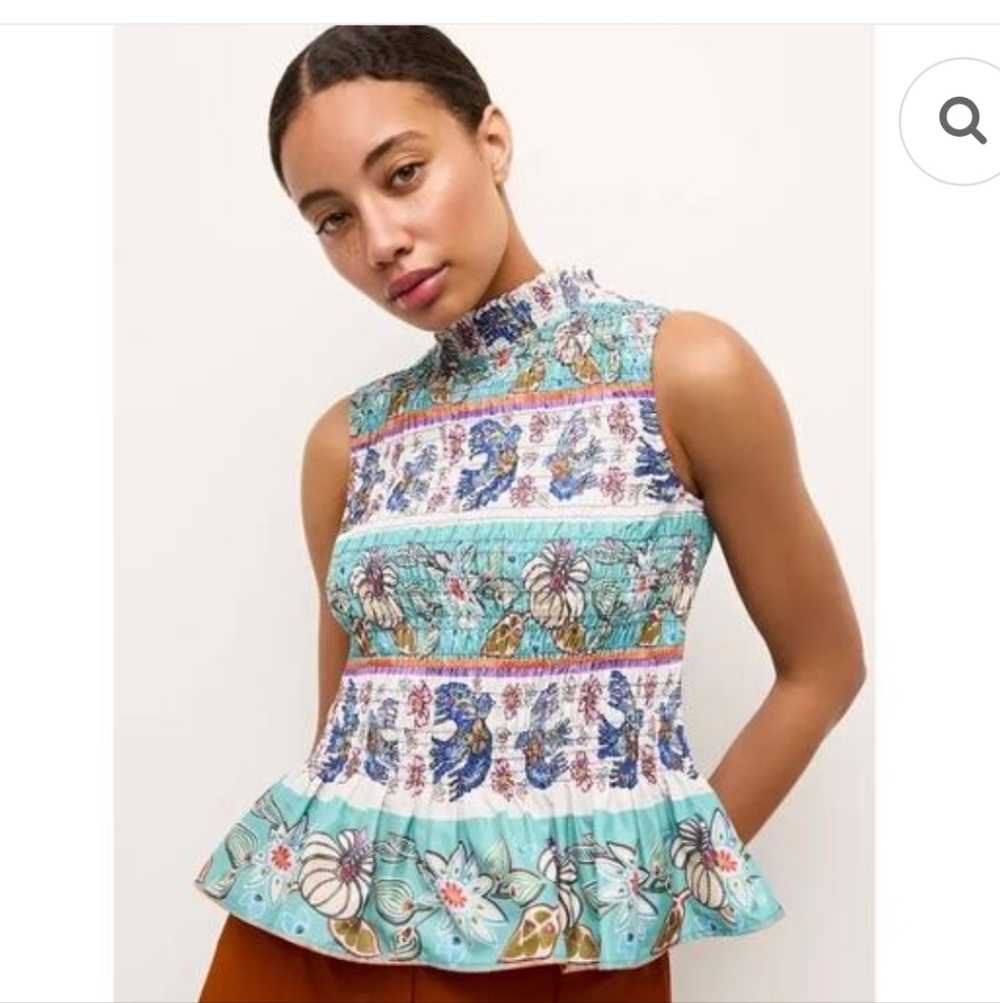 Marie Oliver Odie smocked floral peplum top
